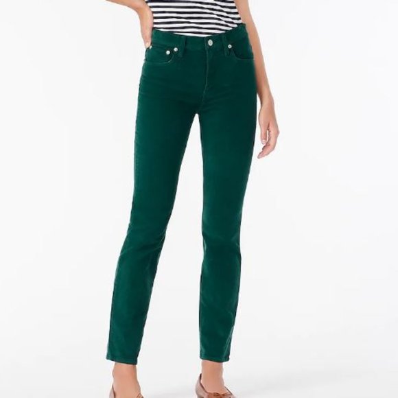 J. Crew Velvet Forrest Green Pants - Size 27 - Picture 1 of 12